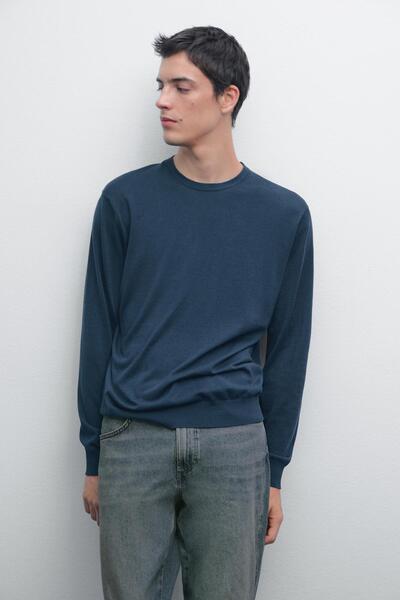 Massimo Dutti Pamuk ve ipek karışımlı kazak