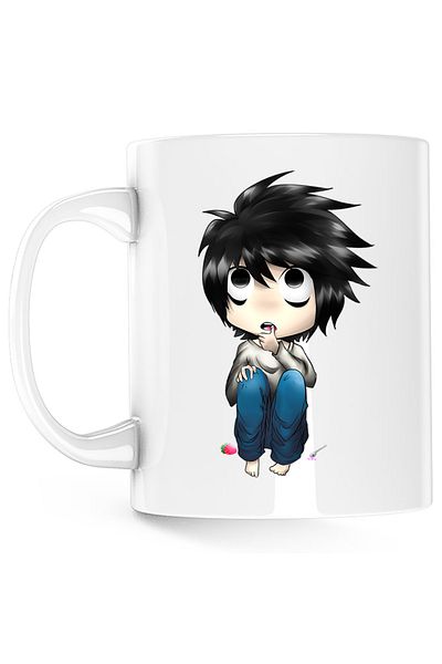 OEM Death Note L Detective Chibi Baby Anime Mug, white, 330 ml