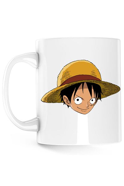 OEM One Piece Monkey D Luffy Straw Hat Sailor Captain Mug, white, 330 ml