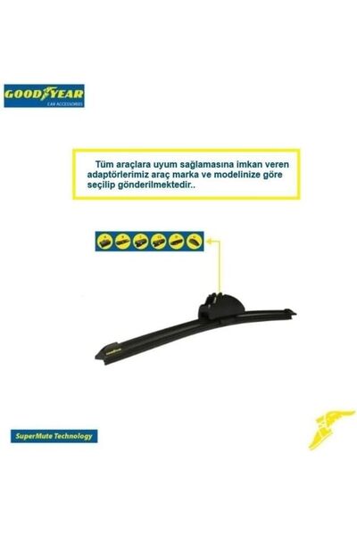Goodyear SİLECEK SÜPÜRGESİ ÖN MUZ TİPİ Super-Mute VOLKSWAGEN POLO 6R1-6C1 2009- (600mm+400mm)
