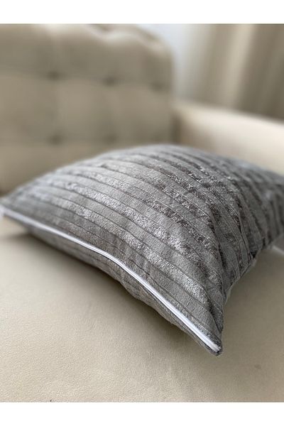 Parla Life Anthracite Color Shiny Throw Pillow Cover 45X45 cm