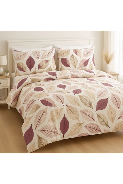 Madame Home Double Duvet Cover Set with Leaf Pattern Suitable for Daily Use