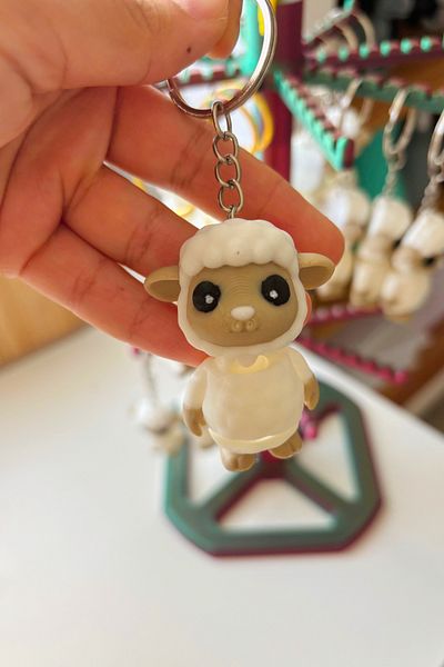 CESTOPİENO White Sheep Moving Bag Ornament / Keychain - 30 Pieces