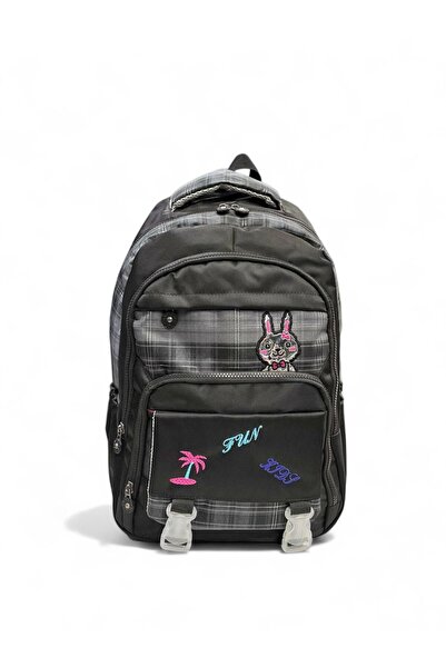 COUPELLA Girl's Middle School Wide Pocketed Patterned 5 Pocket School, Back, Bag