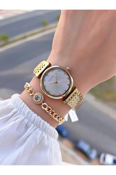 Homies Steel Cord 2 Years Warranty 30 Mt Water Resistant Women Wrist Watch+Bracelet Hm.B24513S.3