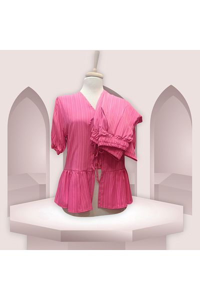 DENİZLİFE Women's Front Tie-Up Short Sleeve Suit