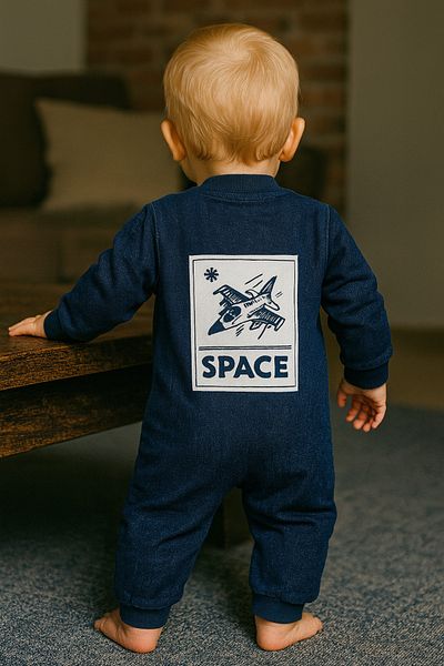 tinytrends Baby Unisex Cotton Space Dream Denim Jumpsuit