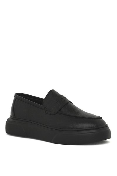 Deri Company Fibe Men's Black Leather Sports Shoes