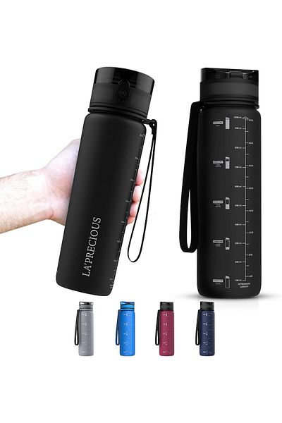 LA' PRECIOUS Water Bottle for Adults,1 liter-USA Tritan Material, Non-Toxic BPA Free, Fast Flow, Fli