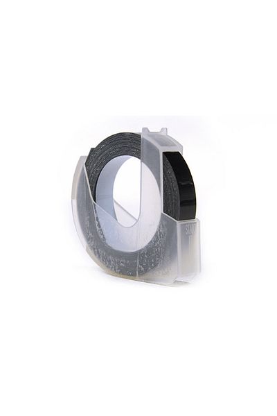 JetWorld Taśma 3D Zamiennik Dymo Białe na Czarnym (do wytłaczania, emboss) 9mm x 3m (S0898130)