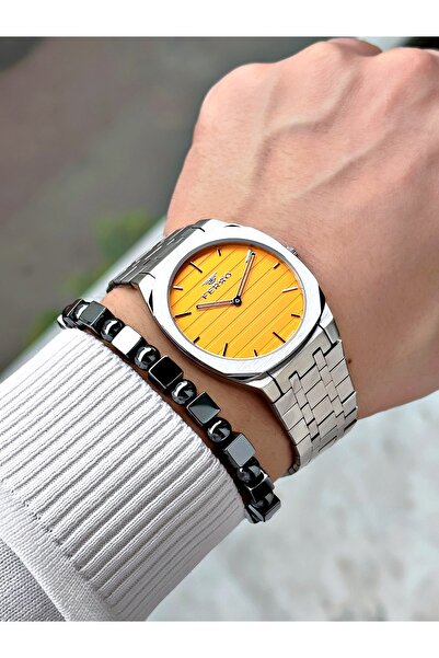 FERRO Gümüş Renk Slim İnce Kasa Orjinal Erkek Kol Saati + BİLEKLİK