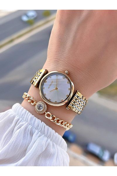Homies Steel Cord 2 Years Warranty 30 Mt Water Resistant Women Wrist Watch+Bracelet Hm.B24513S.3