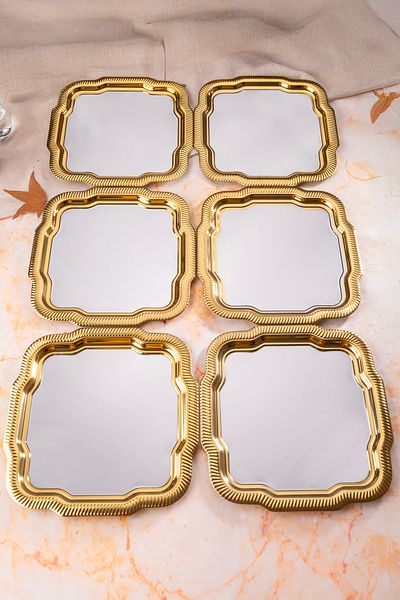 NEWTREND Züccaciye 6-Piece Luxury Patterned Daisy Model Silver Service, Tea, Coffee, Refreshment and Presentation Tray