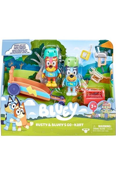 Fat Moose Set of 2 Bluey figurines - Bluey & Rusty, Go-kart