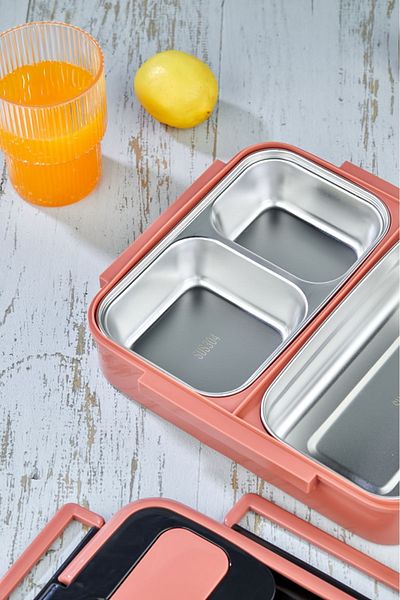 Elista YK-1392 SPECIAL SERIES LUXURY STAINLESS STEEL 3 BAG FOOD CONTAINER FOOD THERMOSE-PINK