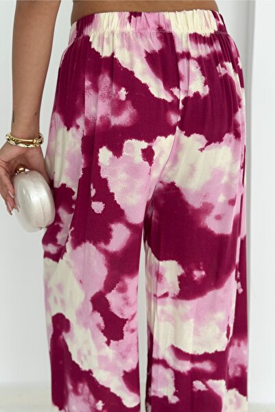 FEMELLE Women's Standard Size Elastic Waist High Waist Woven Viscose Loose Casual Pants