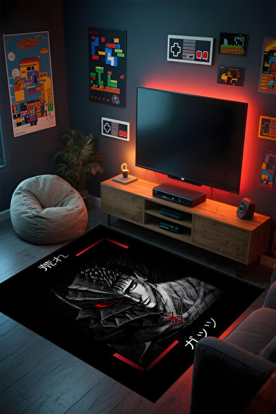 Alpacarpet Desenli Anime & Gamer Halısı Kaymaz Taban Makinede Yıkanabilir Gen...
