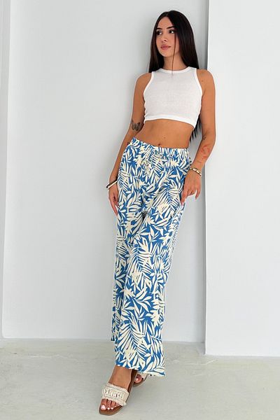FEMELLE Pantaloni casual largi din viscoză țesut cu talie înaltă pentru femei