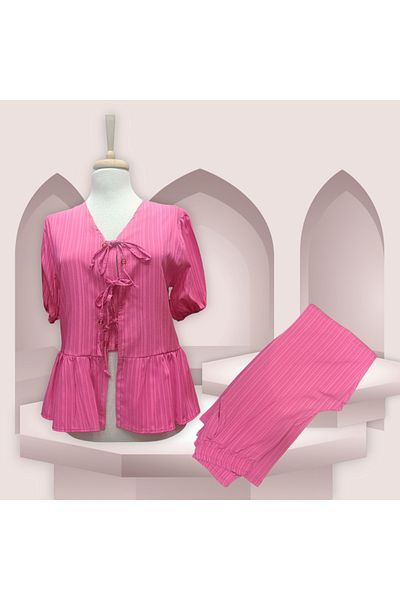 DENİZLİFE Women's Front Tie-Up Short Sleeve Suit
