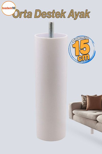 Badem10 Picioare de susținere 15 cm Mobilier Canapea Fotoliu Baza de ridicare M8 Picioare subțiri cu șuruburi Alb
