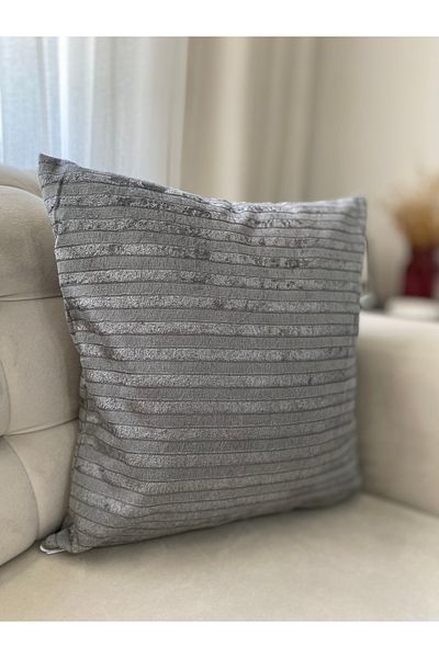 Parla Life Anthracite Color Shiny Throw Pillow Cover 45X45 cm