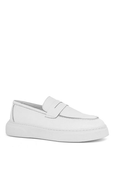 Deri Company Fibe Men's White Leather Sports Shoes