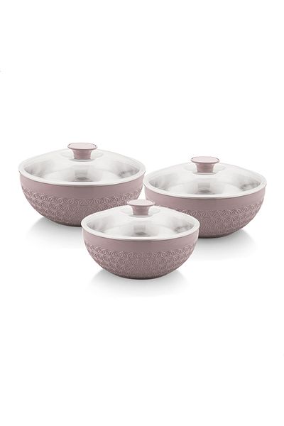 Axis 3pcs Insulated Mixing Bowl Set with Lids | 600ML, 1200ML, 1800ML | Steel Inner, Plastic Outer