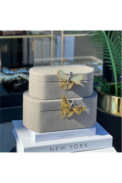 MIARIK DESIGN & DEKORASYON Dekoratif 2 Kelebek Deri Kutu 8x16 10x20 Cm