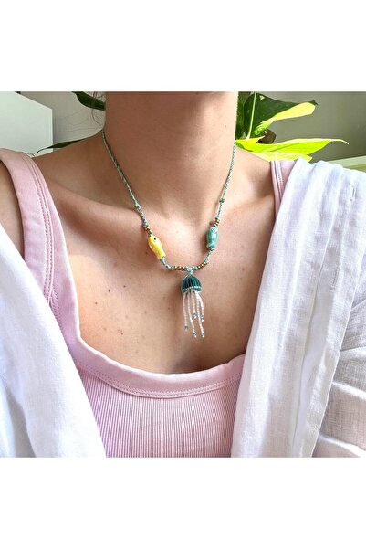 Alice İsstanbul Çelik Murano Balıklı Boncuk Ahtapot Kolye