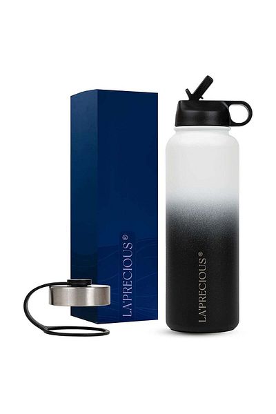 LA' PRECIOUS Stainless Steel Water Bottle 40 oz - Rust Proof - Leakproof - Keeps Liquids Hot or Cold
