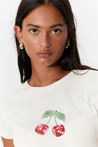 Stradivarius Printed fitted T-shirt