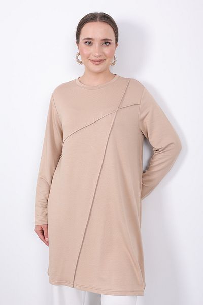 Linvey Daily comfortable stylish women's combed cotton summer ribbed stitching wide fit tunic