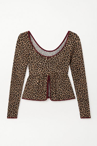 DE JUMO Leopard Long Sleeve Pajama Top