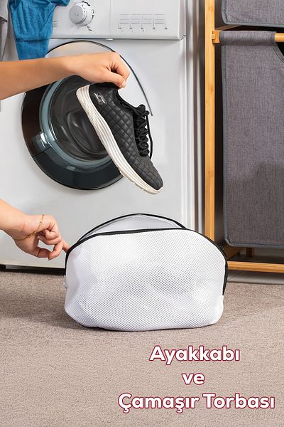 Porsima 3153 Laundry Net, Zippered Compartment, Shoe Washing Net, Anti-Deformation Bag Net