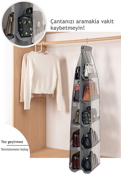 FORSACE 10 Pockets In-Cabinet Bag and Shoe Organizer Large Volume Organizer with Transparent Windows 125cmx37cm