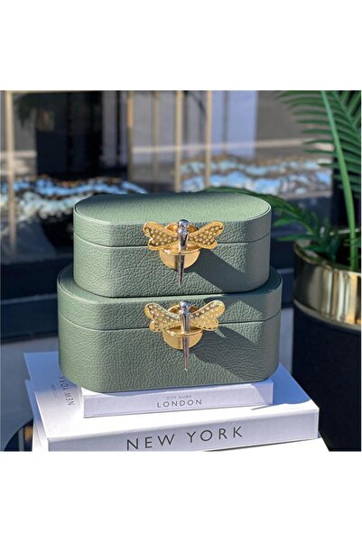 MIARIK DESIGN & DEKORASYON Dekoratif 2 Kelebek Deri Kutu 8x16 10x20 Cm