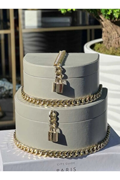 MIARIK DESIGN & DEKORASYON 2li Zincir Detayli Deri Kutu 8x16 10x20 Cm