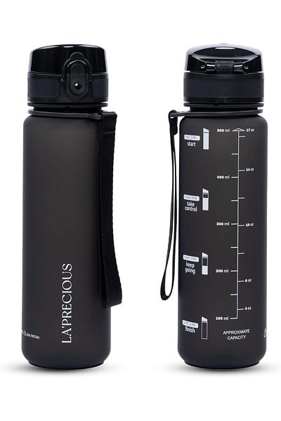 LA' PRECIOUS Water Bottle for Kids & Adults, 500ML, Midnight Black - USA Tritan Material, Non-Toxic