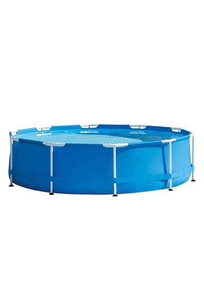 Optim Solution Steel Frame Pool, 4500 liters, Triple-Layer Wall, 305 × 76 cm, Drain Valve, Blue