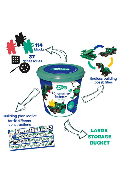 Clicstoys Clics Dinosaur World 6-in-1 Building Set,