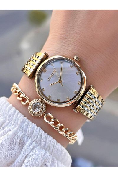 Homies Steel Cord 2 Years Warranty 30 Mt Water Resistant Women Wrist Watch+Bracelet Hm.B24513S.3