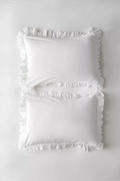 GÖRMEZ TEKSTİL Double Ruffle Duvet Cover Set White Organic Cotton