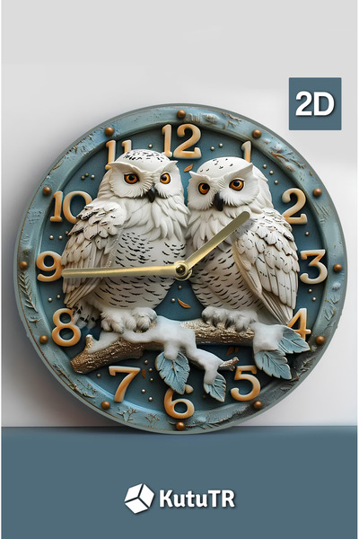 kutuTR 🦉 Baykuş Figürlü Çift Katmanlı MDF Duvar Saati | Sessiz Mekanizmalı –...