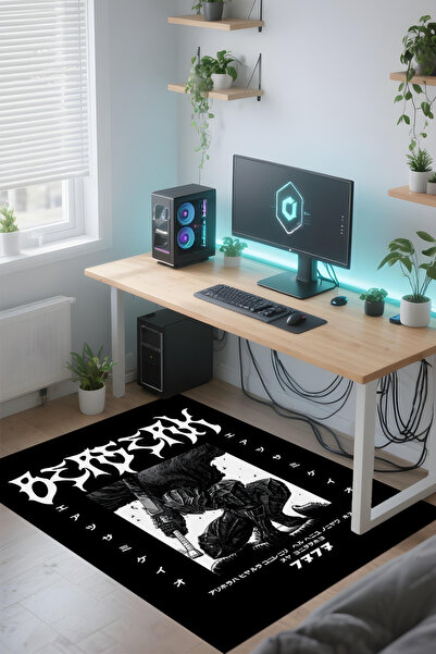 Alpacarpet Desenli Anime & Gamer Halısı Kaymaz Taban Makinede Yıkanabilir Genç Odası Halısı