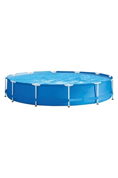 Optim Solution Piscina Cadru Metal, 6500 litri, Perete Triplu Stratificat, 366 × 76 cm, Valva de Scurgere, Albastr
