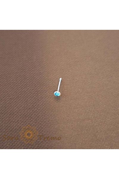 saratremo Piercing de nas din argint sterling cu cristal de zirconiu albastru