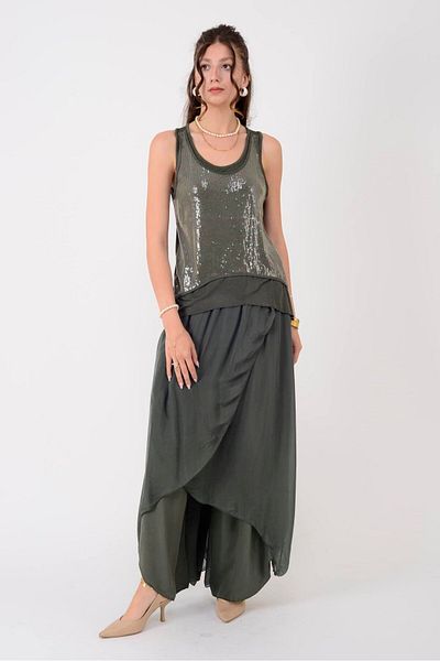 Park Moda 1684 Sequence Detail Lined Sleeveless Bluz