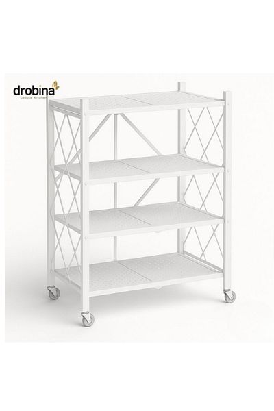 drobina Dropina 4-Tier Multi-Tier Foldable Metal Storage Rack for Garage/Kitchen/Home/Closet White