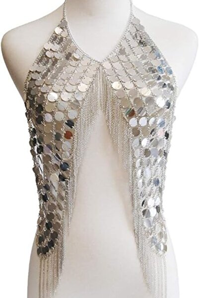 LIVOSH Shiny Disc Pul Paillettes Chaines Chic Bustiers Party Wear