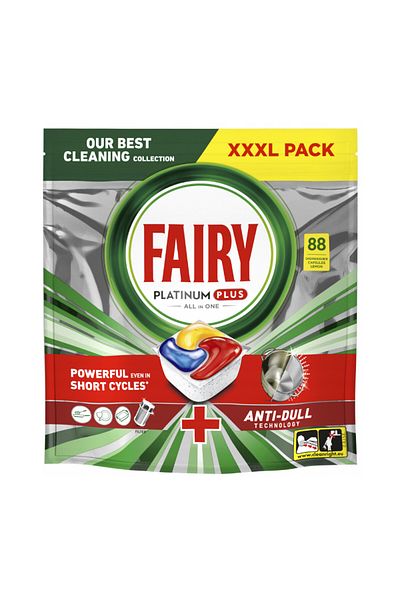 Fairy Capsule Platinum Plus All in One Lemon pentru mașina de spălat vase, 88 buc.